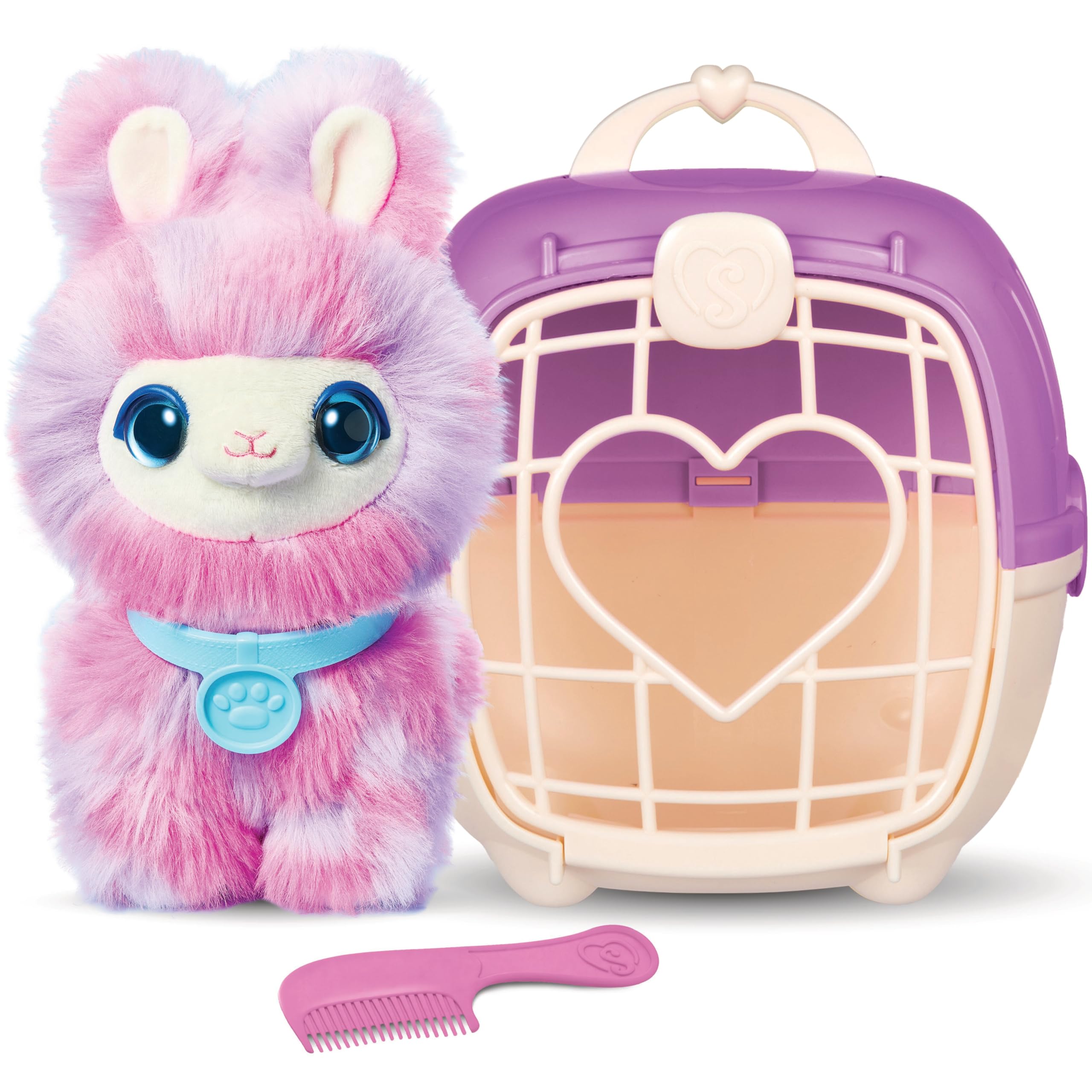 SCRUFFALUVS Tie-Dye Pet Scruffs - Mystery Plush Toy, 19cm Tall - Wash to Reveal 1 of 3 Rescue Pets, Husky, Bunny, Llama - Includes 22cm Deluxe Pet Carrier, Nurturing, Care & Play, Gift for Kids