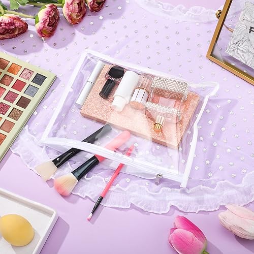 Vista 5 de Chengu 12 bolsas transparentes con cierre de cremallera, bolsa de maquillaje de PVC, sobres de almacenamiento de carpetas, bolsa multiusos