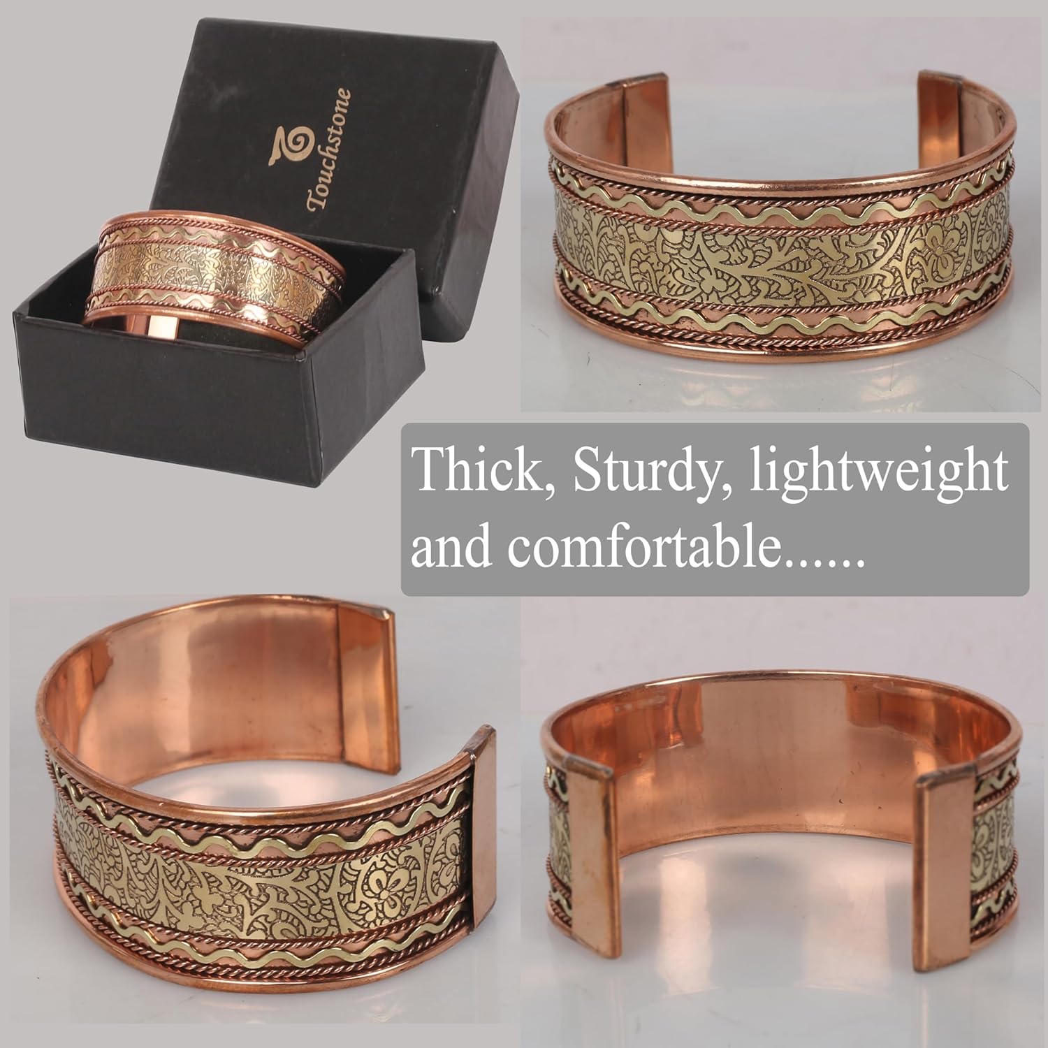 Touchstone copper bracelets | gift for men women |adjustable 100% pure solid real engraved wide cuff jewelry | handmade tibetan bangle bracelet | Beautiful embossed celtic design. - Image 4