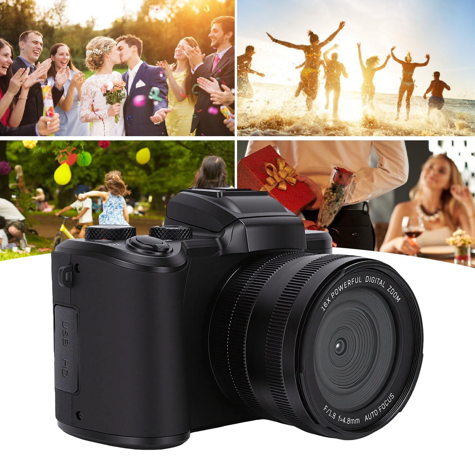 KIMISS Cámara Digital 8K, 88MP 16X Zoom WiFi Pantalla Táctil Cámara Vlog con Enfoque Automático y Estabilización de 6 Ejes Dial Giratorio 360, para Compartir en Redes Sociales
