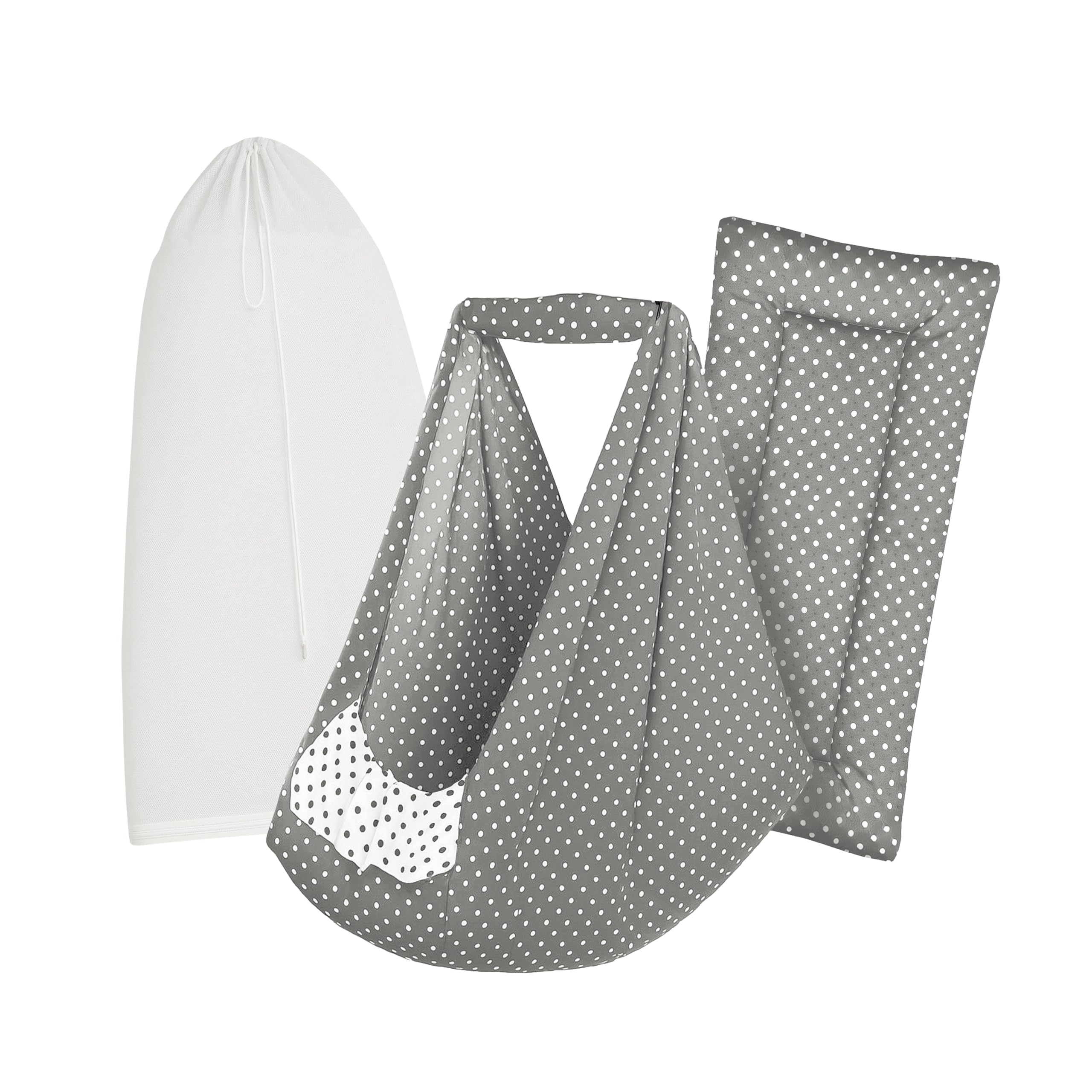 Baby Cradle Set Swing/Jhula (Thottil Cloth, Palna, Dolna) | Hanging Cradle Cloth with Removable Bed and Mosquito Net | Up to 15 kg | CRA-MELANCHI DOT