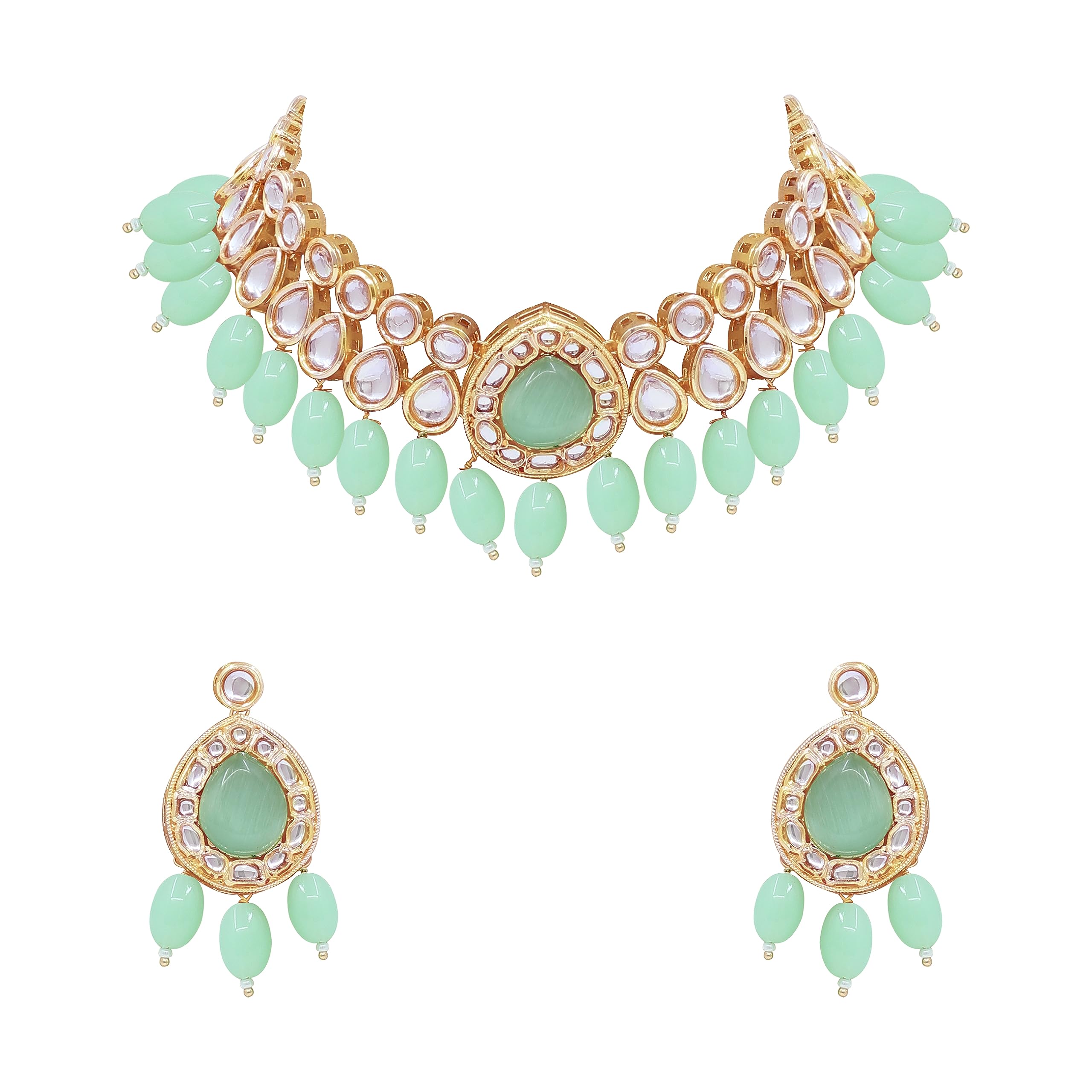 SAIYONI Oval Attractive Look Kundan Beaded Choker Necklace Set For Women & Girls | Pink (B0CCW29TRF) Amazon Price History, Amazon Price Tracker