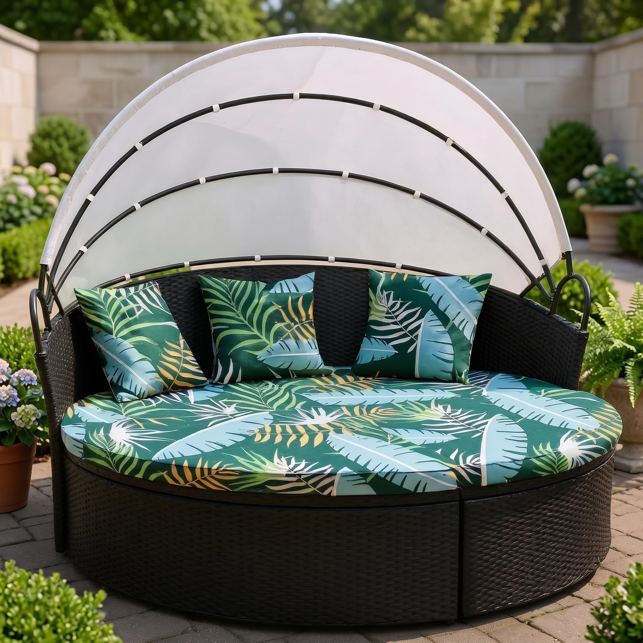 Fodera di ricambio per cuscino lettino da esterno 168 cm con fascia elastica Foresta Verde