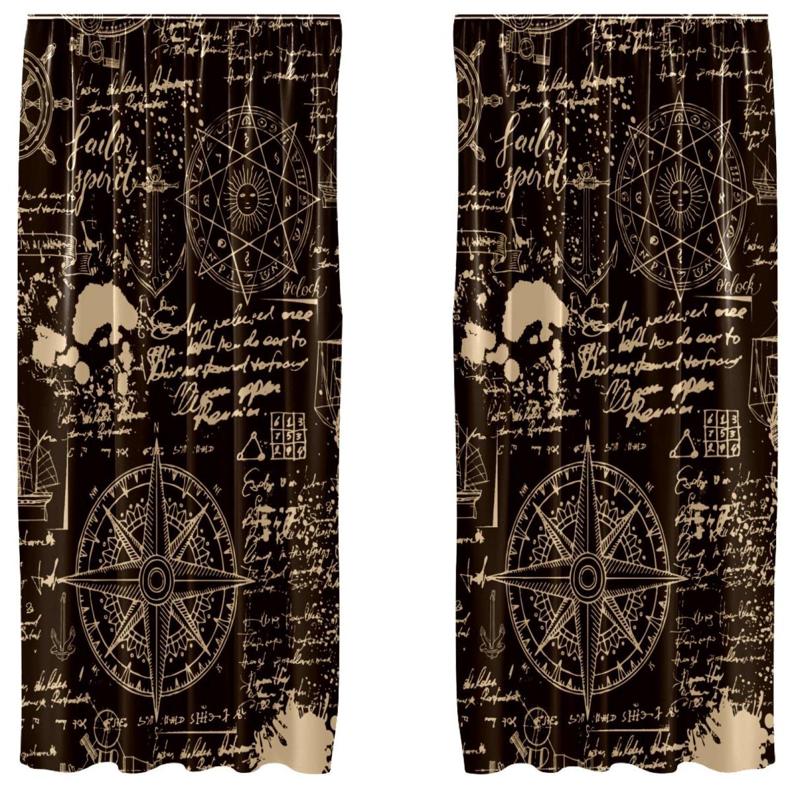 Rideaux de chambre motif navigation noir pour créer une ambiance évasion