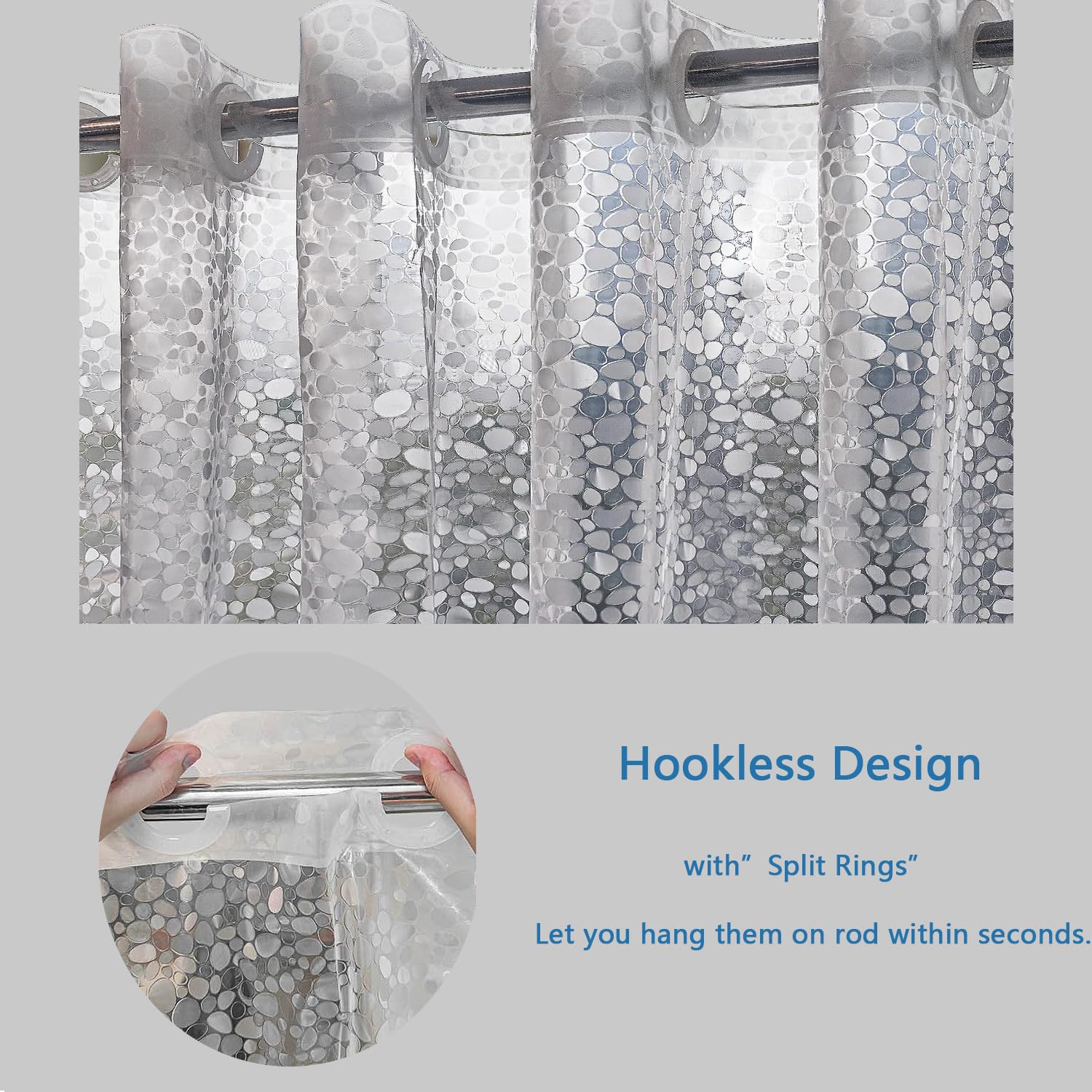 Extra Long Shower Curtain Liner - 96 Inch Heavy Duty PEVA Waterproof Bathroom Liner - No Hooks Needed