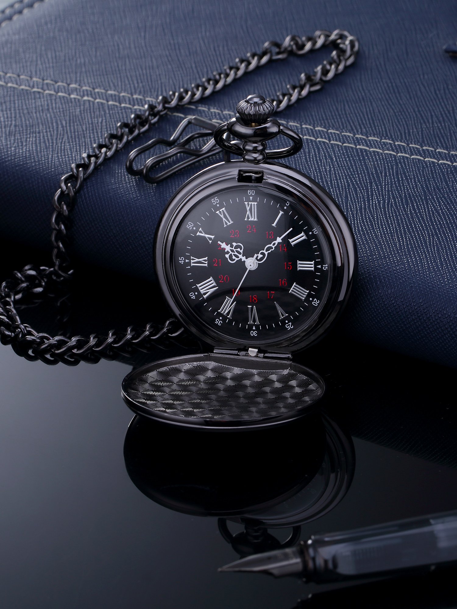 Orologi da Tasca, Anticato Liscio con Catena in Acciaio | Bronze