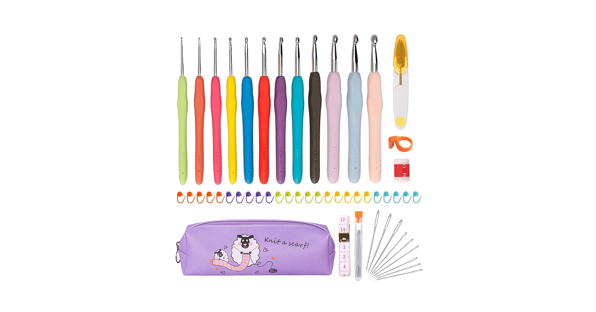 Amazon.com: Crochet Hooks Set 12 PCS 2mm(b)-8mm(b) Ergonomic Soft