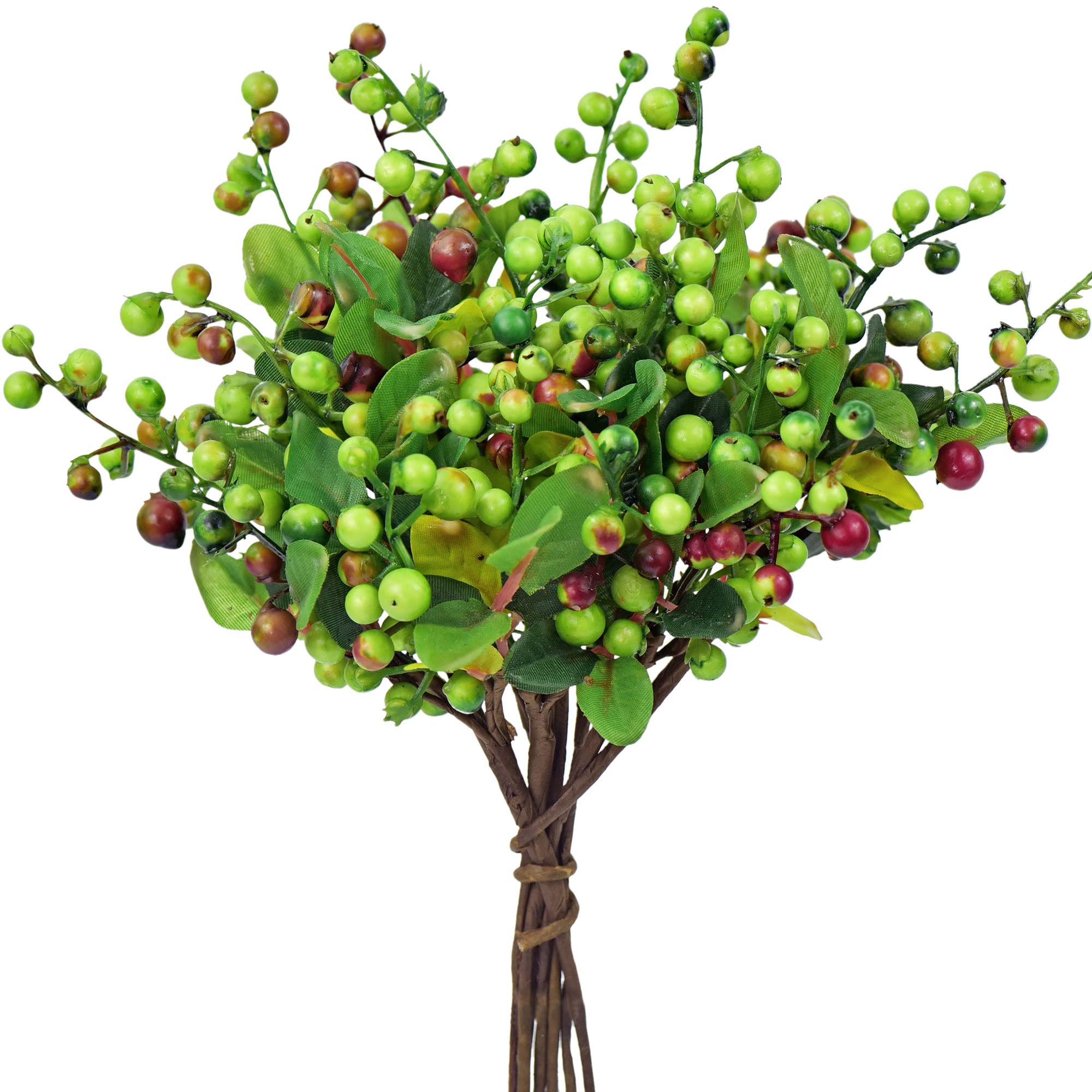 Fiveseasonstuff Apple Green 10 Stems Artificial Holly Berries Flower Arrangements, Christmas Wreath Decorations (Apple Green)