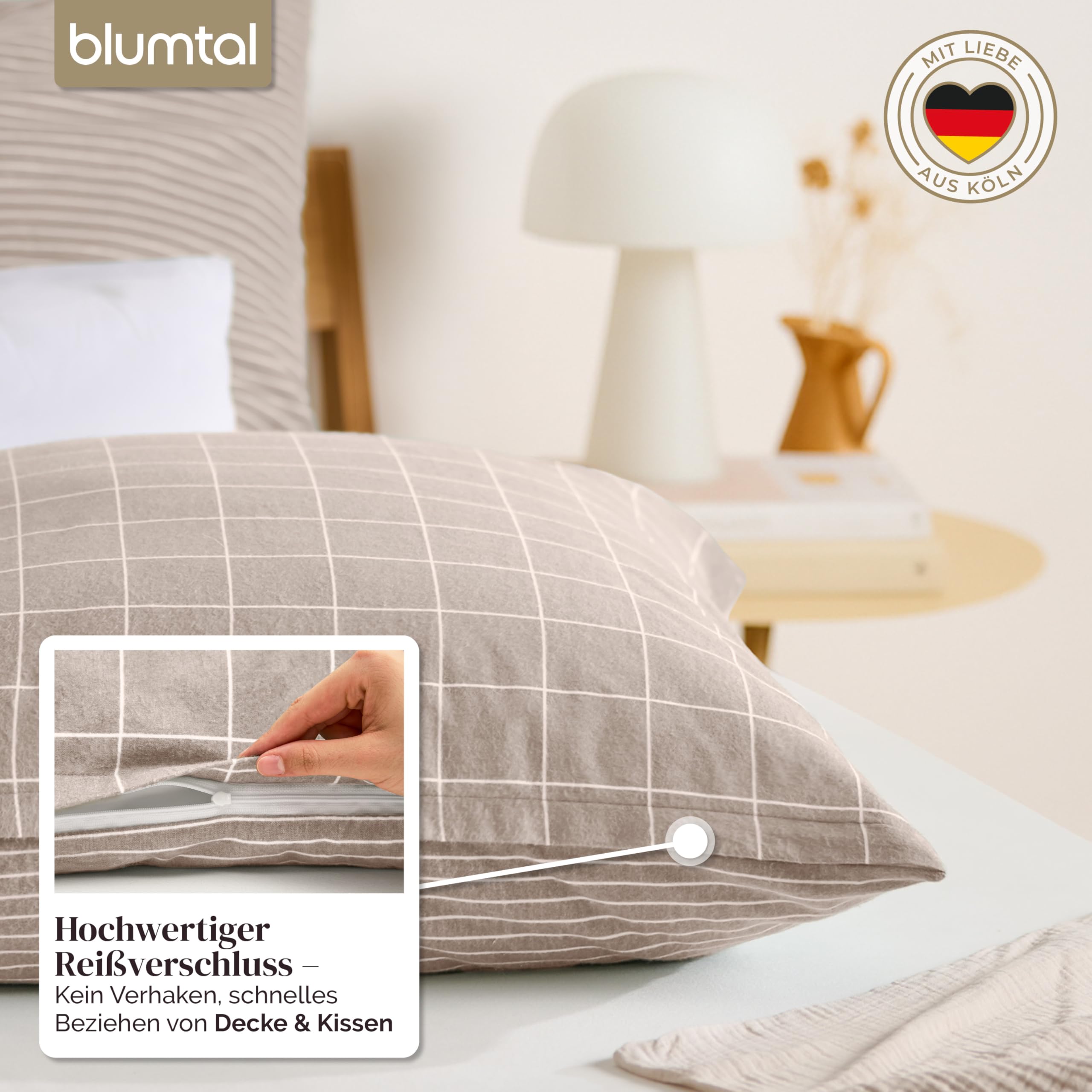 Blumtal Biber Bettwäsche 135x200 + 80x80 Cm Baumwo Produktbild-Vorschau 6