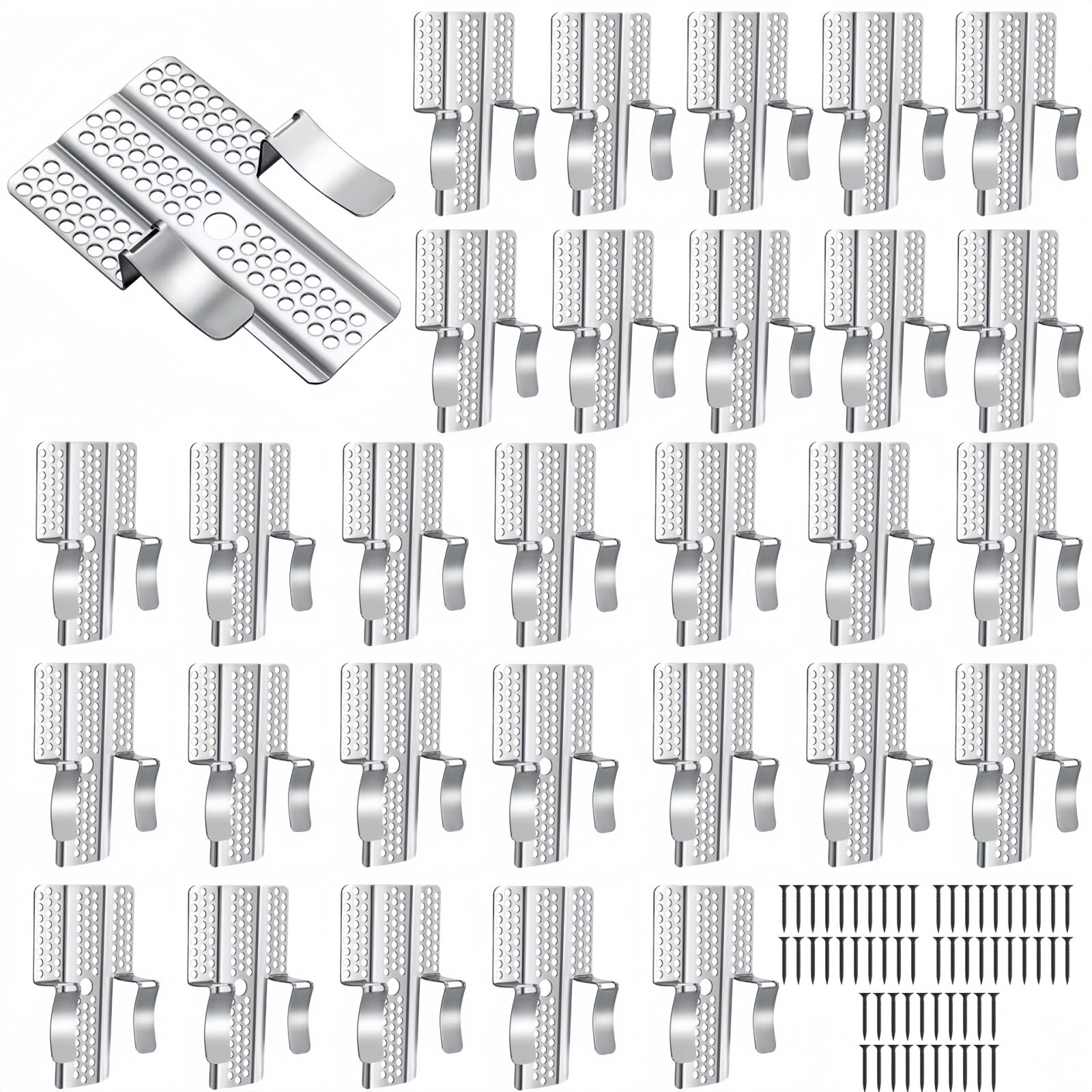 MiJunHD 30Pcs Drywall Repair Clips Wall Patch Kit Drywall Fastener Clip with 60Pcs Screws for 1/2" and 5/8" Sheetrock Damaged Wall Repairing