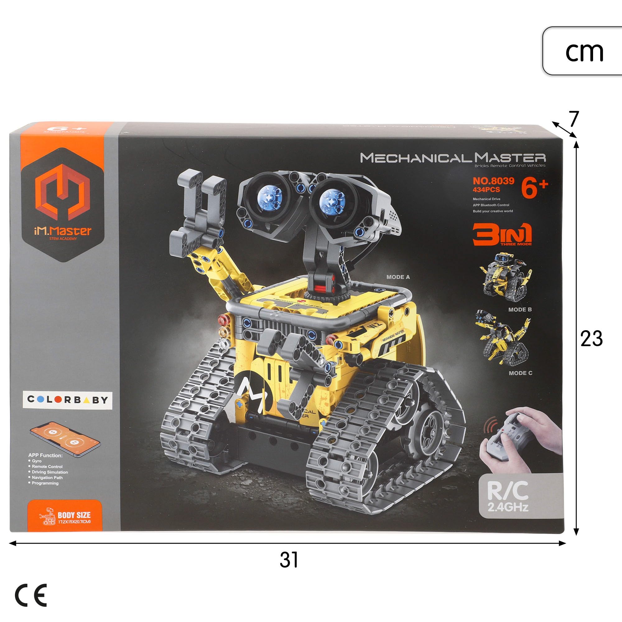 COLORBABY iM.Master Robot teledirigido 3 en 1, 434 Piezas, Radiocontrol 2.4GHz, Montaje mecánico, Diseño articulado, Transformación en 3 Modos, Estructura Robusta con Piezas móviles (85458)