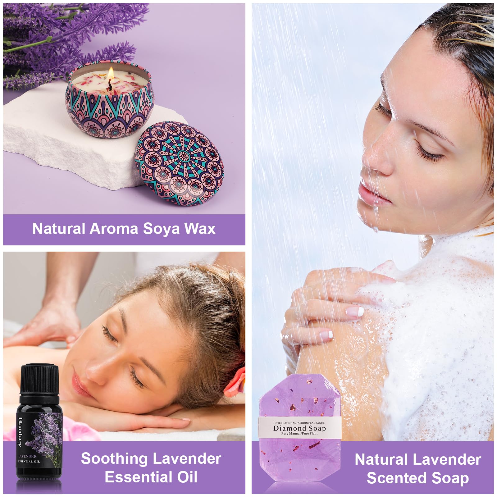 Pearshek Lavender Pamper Gift Set for Women, Luxury Relaxation Spa Hamper for Her Unique Birthday Gifts - Image 4