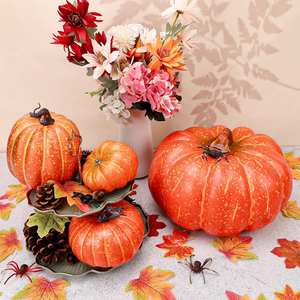Gresorth 13'' Grande Artificiales Ornamento Calabaza Falso Cushaw Otoño Cosecha Fiesta Navidad Halloween Decoracion