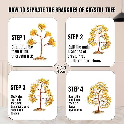 Miniatura 6 de ARADVED Árbol de la vida de cristal, árbol de cristales curativos de citrino para energía positiva, decoración de Feng Shui hecha a mano para el