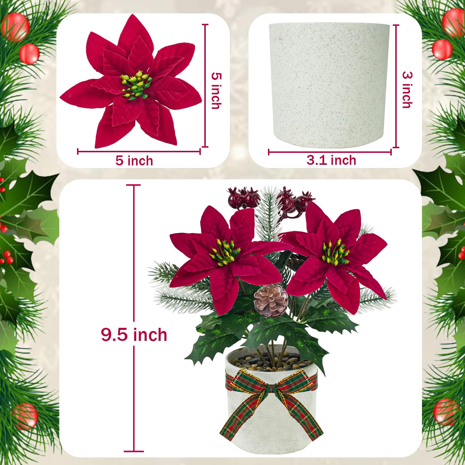Künstliche Weihnachtssterne, kleine rote Weihnachtssterne, Tischdekoration, Mini-Weihnachtsdekoration, für den Kaminsims, Zuhause, Büro, Weihnachten, Urlaub, Innendekoration, 4 Stück