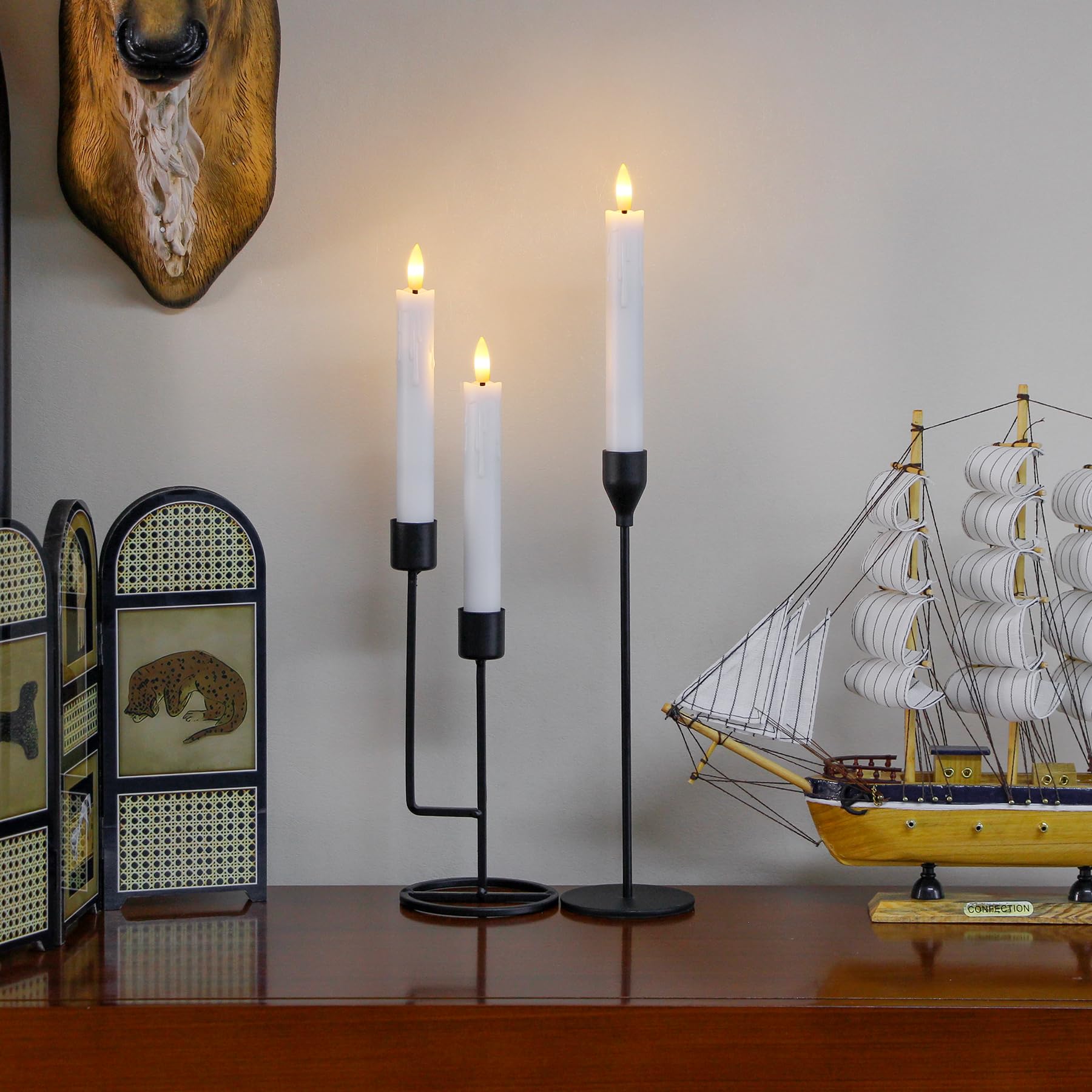 candele tremolanti senza fiamma con due telecomandi, 19CM bianco candele LED a batteria per finestre, set di 8 in plastica senza fiamma effetto cera(2,2 cm di diametro)