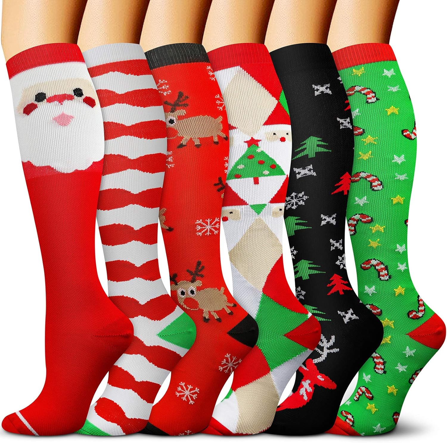 Christmas Compression Socks for Women & Men 6/3 Pairs 1520