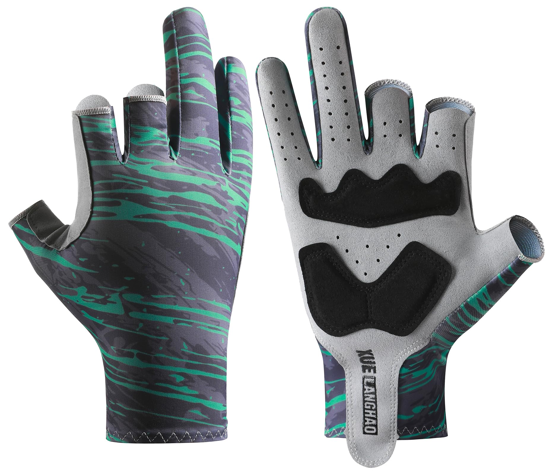 SUJAYU Fishing Gloves Men & Women, Anti-Slip Paded Kayak Gloves Sailing Gloves, 3-Cut Fingers UV Fishing Gloves Fly Fishing Accessories