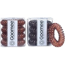 Goomee Spiral Hair Ties for Women, 8-Pack Easy-off Coil Elastics, Prevent Tangles, Breakage, Headaches Bump-Less Pony Tails Holders for Thick or Thin Hair, Coco Brown and Koke