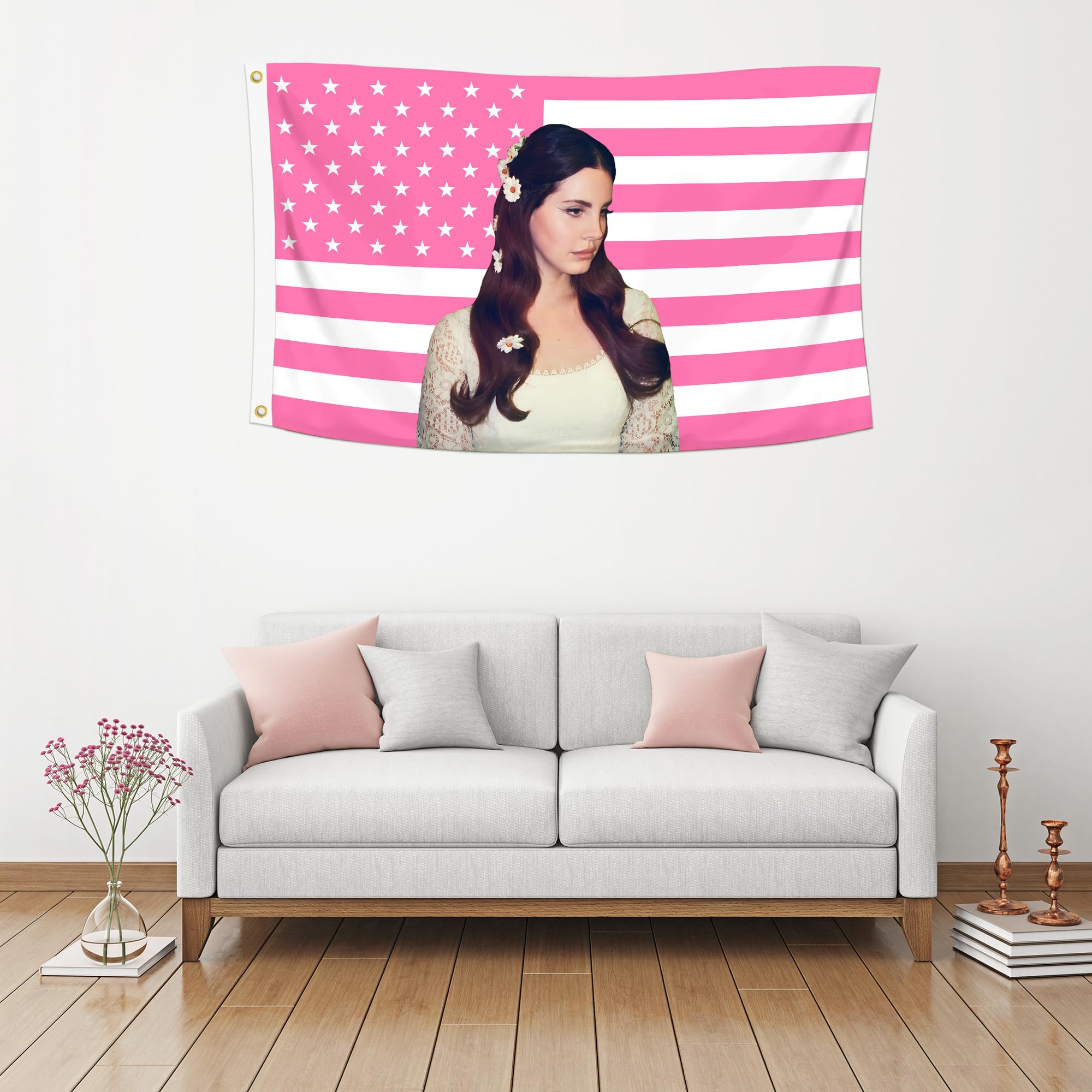 ANOER LanaDel Dekorative Flagge 90x152 Cm – Doppelt Genäht, 2 Messingösen | Für Innen & Außen