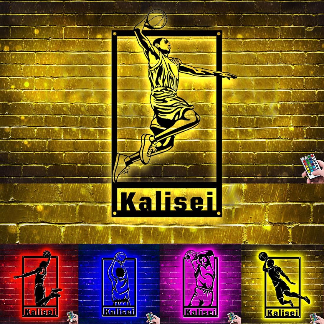 Personalized Basketball Sign With Led Lights Custom Basketball Name