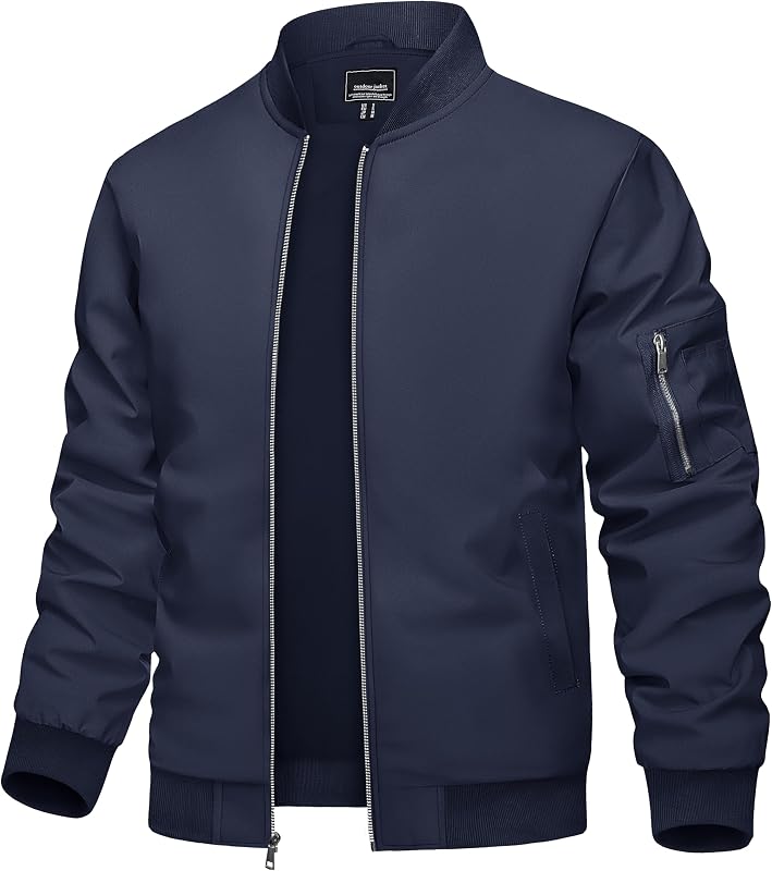 campera bómber ligera informal de hombre TACVASEN, cortavientos de primavera y otoño, abrigo con cremallera y bolsillo