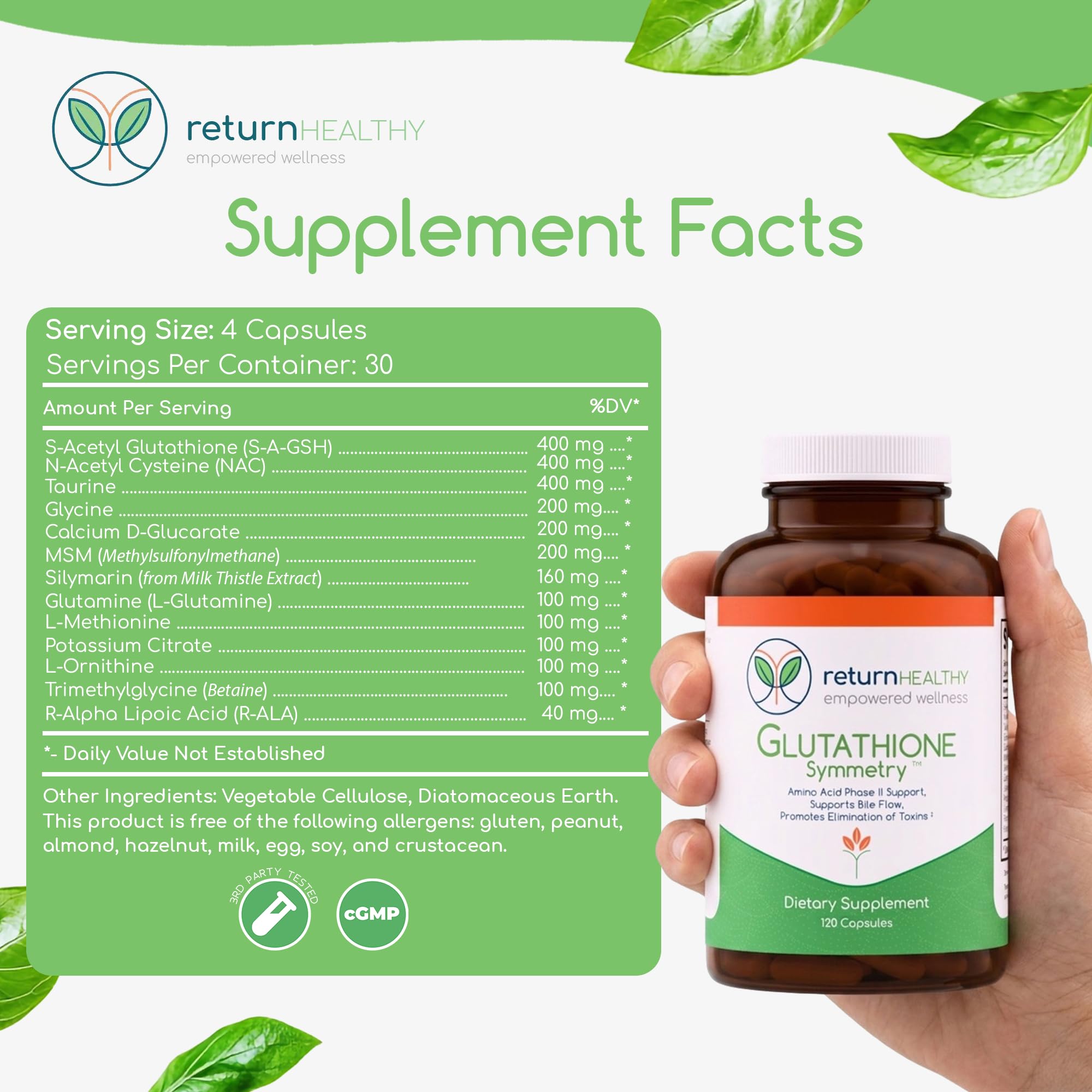 Glutathione Symmetry, 400mg S-Acetyl Glutathione — Amazon image 8