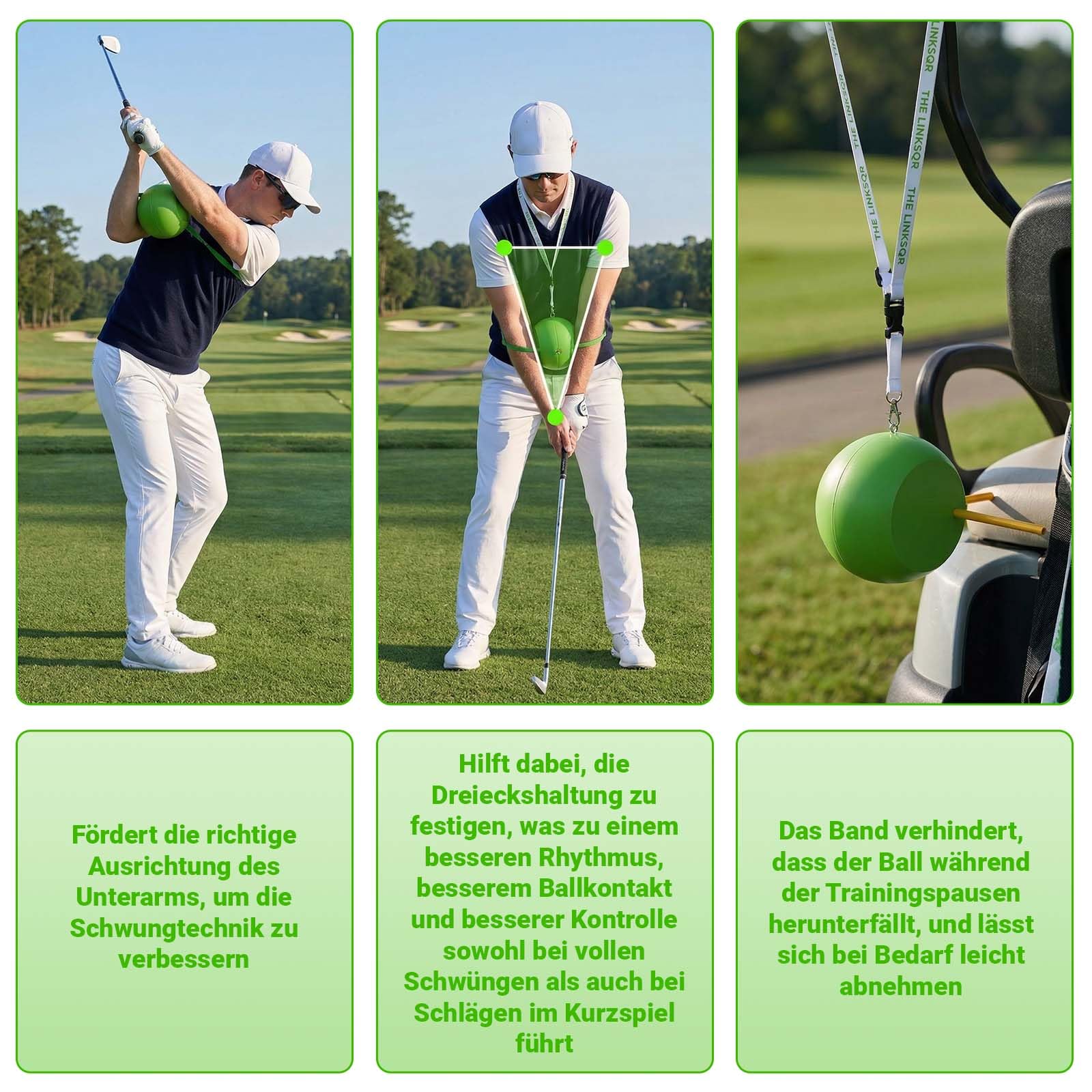 Esoes Golfschwung Trainingshilfe Golf Trainingsball mit Verbindungsschnur Hilft beim Schwungtraining und Technikverbesserung Robust Leicht Tragen für Anfänger Fortgeschrittene und Golf Enthusiasten