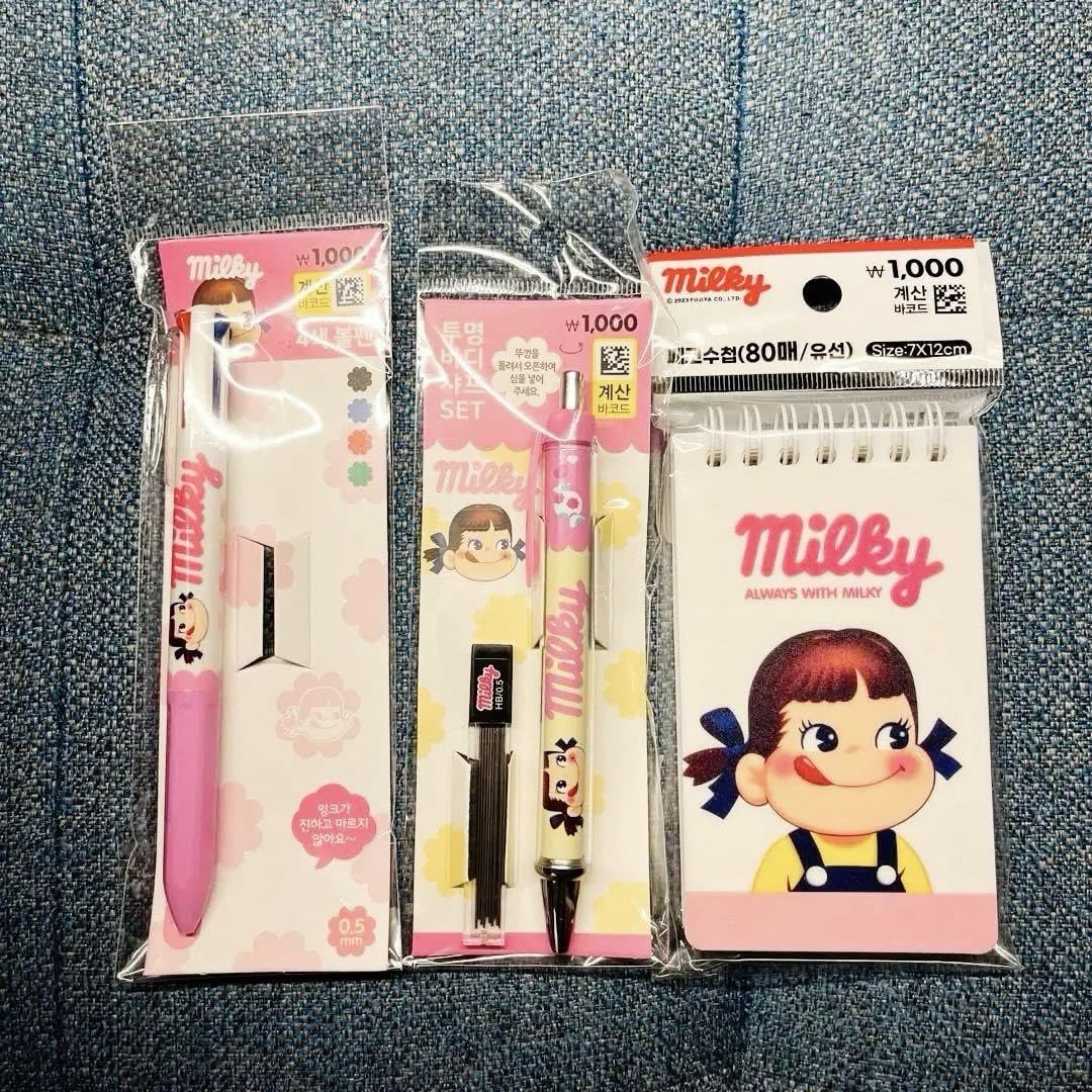 ノーブランド品 Limited Edition Peko-chan Stationery Set of 3 Ballpoint Pen, Mechanical Pencil, Memo Note, m44394213214