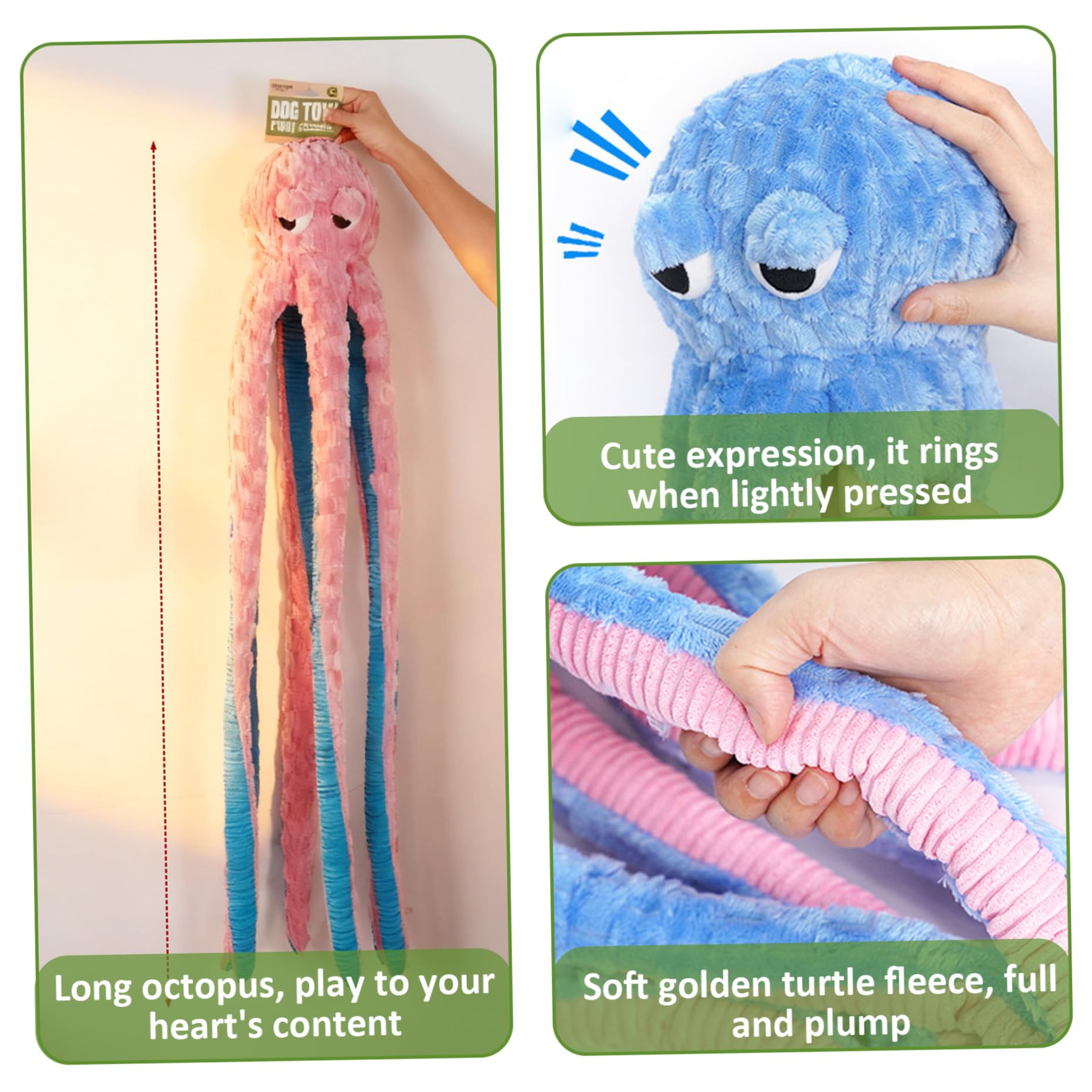 Jorzer Jouet pour Chien Pieuvre, 40 Pouces, Jouets interactifs couinants pour mâcheurs agressifs, Pieuvre en Peluche Douce et respectueuse de la Peau