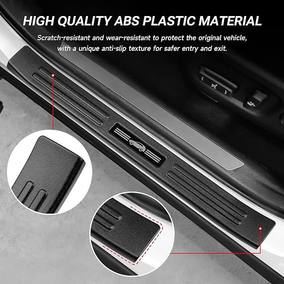 4PCS Door Sill Protector Compatible with Lexus 2015-2021 NX NX200t/NX300/NX300h Accessories Matte Black ABS Plastic Material Automobile Door Entry Guards