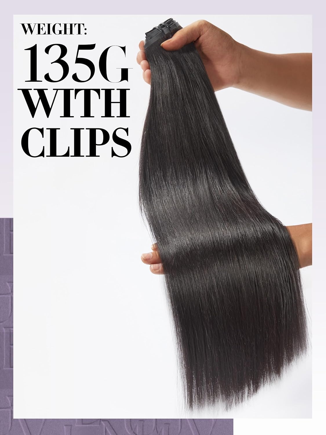 LUVME Clip in Hair Extensions, Yaki Straight Human Hair Clip in Extensions for Women, Natural Black Hair Extensions, 135g 9pcs 18 Inch - Image 6