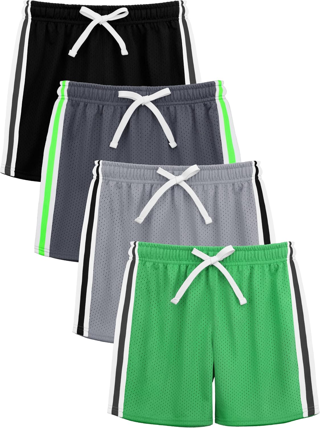 4 Pack Toddler Boy Shorts, Double-Layer Mesh Toddler Shorts Boys Athletic Soccer Basketball Sports for Kids Active