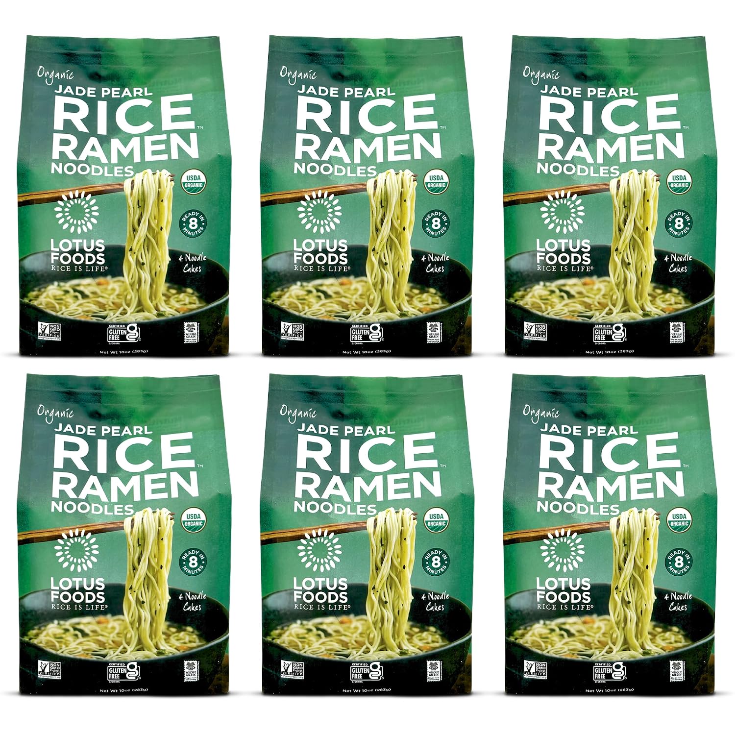 Lotus Foods Organic Jade Pearl Rice Ramen Noodles - 10 Oz (Pack of 6)