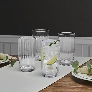 Mikasa Optic Set of 4 Highball Beverage Tall Glasses, 18 Ounce
