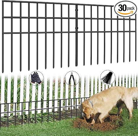 42.5ft(L) x 13in(H) Animal Barrier Fence, 30 Panels No Dig Garden Fence for Dog Rabbit, Rustproof Anti Digging Barrier, Garden Edging Border Ground Defense for Outdoor, Yard, Patio