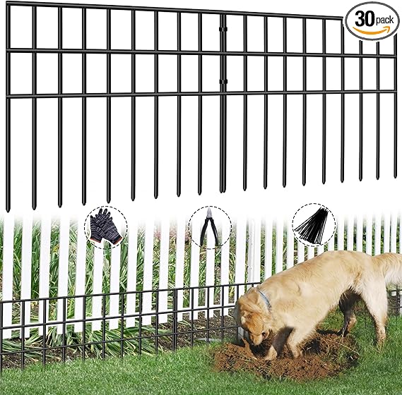 42.5ft(L) x 13in(H) Animal Barrier Fence, 30 Panels No Dig Garden Fence for Dog Rabbit, Rustproof Anti Digging Barrier, Garden Edging Border Ground Defense for Outdoor, Yard, Patio