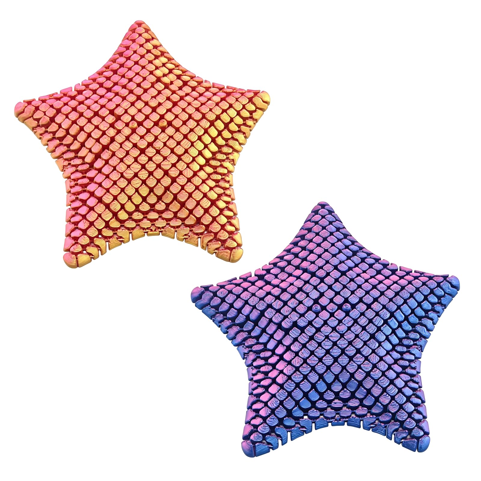 2 PCS 3D Printed Starfish Fidget Toy, Articulated Starfish Sensory Toys, Squeeze and Stretch Fidgets for Stress Relief, Sensory Fidget Star for Teens, Students, Adults, Fun Toys for Travel and Home