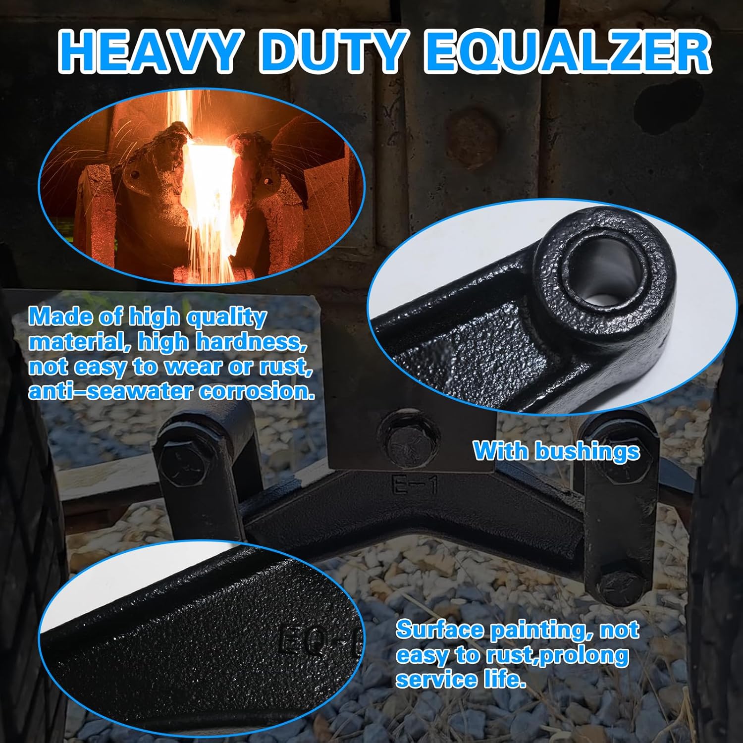 Trailer Axle Equalizer Shackle Kit 3-1/8" Straps, Trailer Suspension Shackle Kit, Tandem Axle Trailer Shackles Equalizers Kit for Double Eye Leaf Springs 3500 lbs-5200 lbs Axles