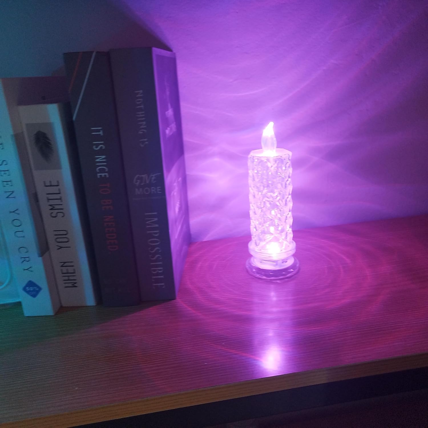 Rose Shadow LED Flameless Candles(D:2.5" x H:7.2"), Rechargeable Operation, Send to Relatives and Friends Decoracion for Valentine Wedding(4PCS)