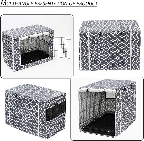 Miniatura 10 de Pethiy Funda para jaula de perro de poliéster duradero, ajuste universal para jaula de perro de alambre, se adapta a la mayoría de jaulas de perros