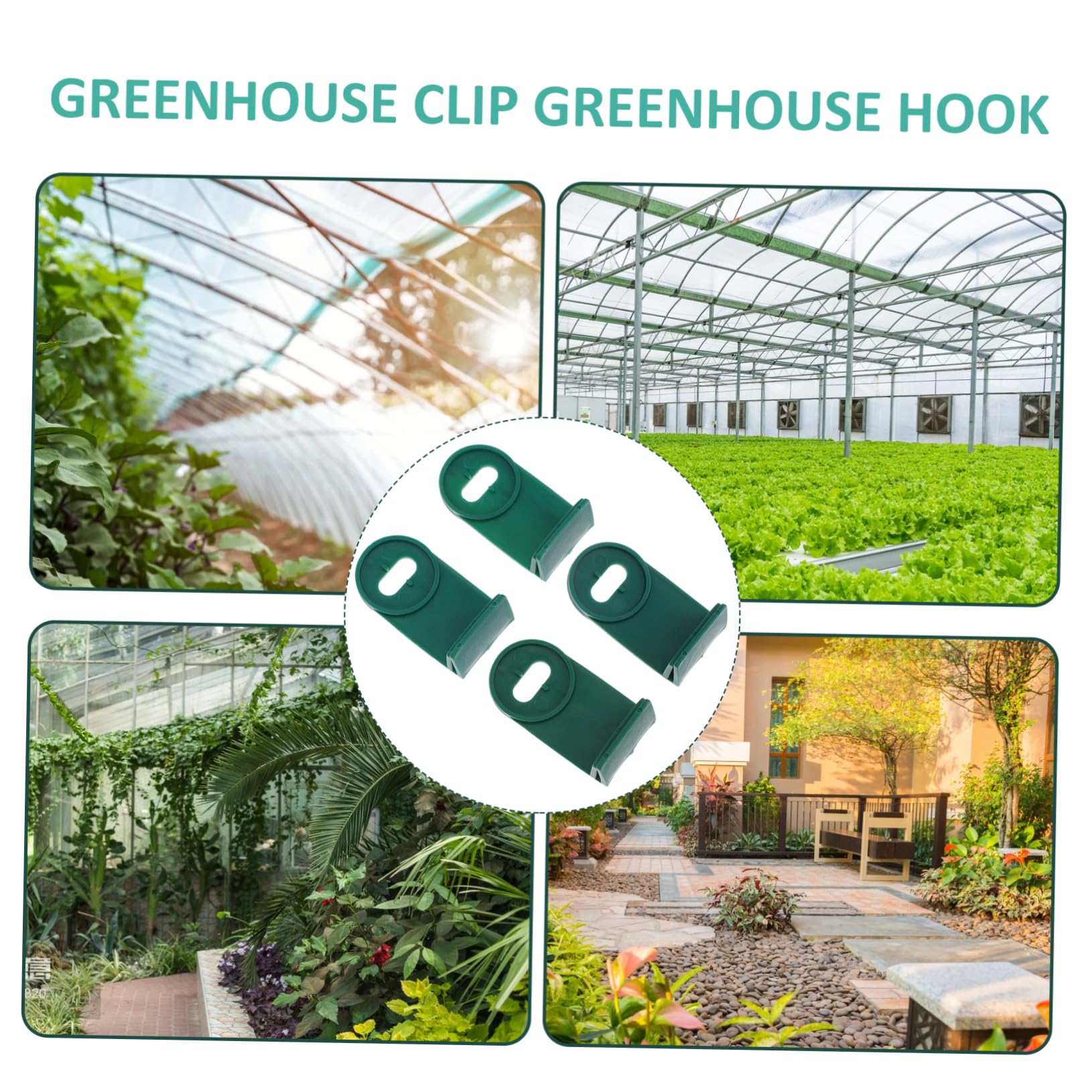 Sosoport 50Pcs Aluminium Greenhouse Fixing Clips Hanger Hooks for Netting Supports Plants Flowers for Garden Balcony Indoor Use Organize Wires Cables