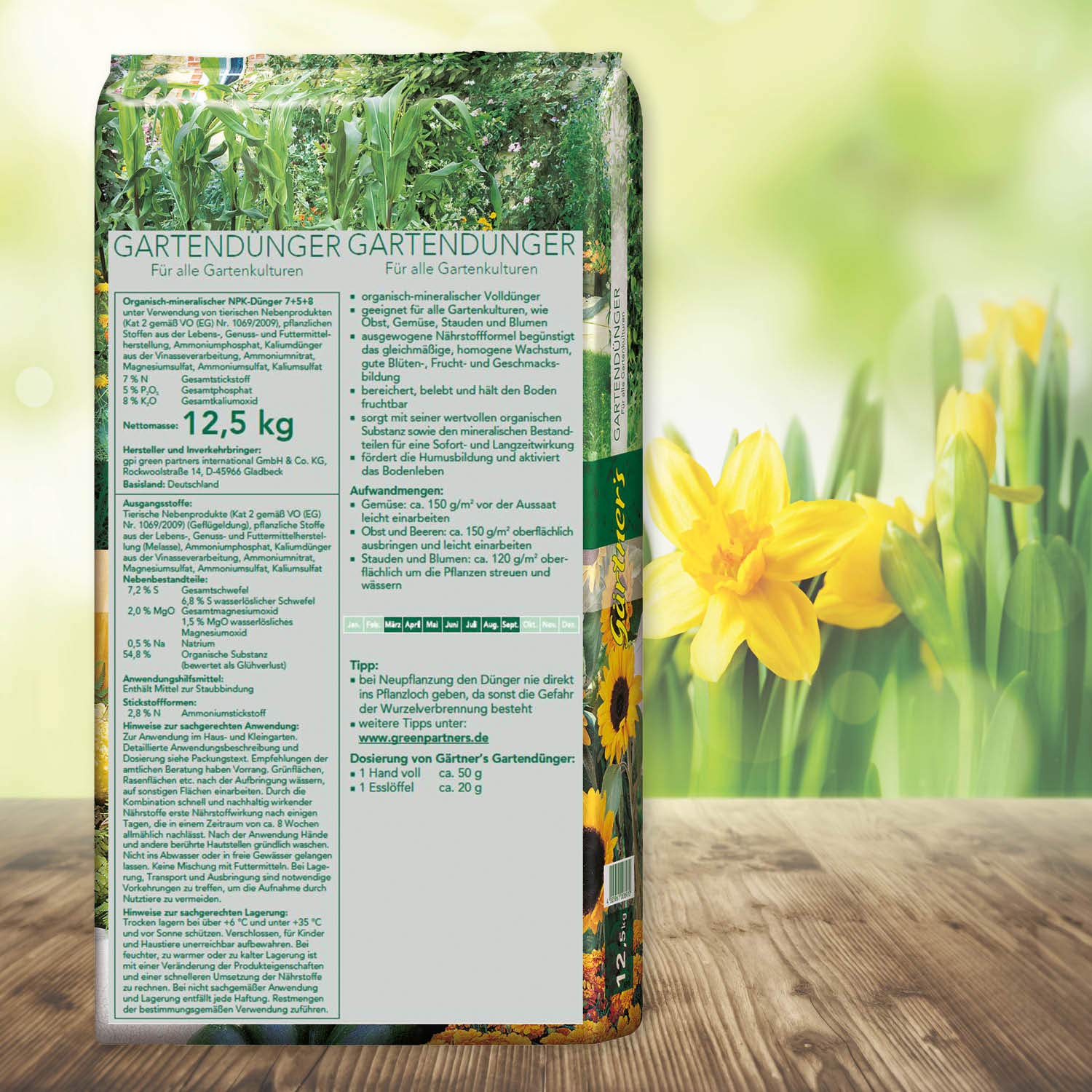 Grtner's Gartendnger 12,5 kg I NPK Dnger fr Obst, Gemse, Stauden und  Blumen I Organischer Dnger zur Bodenverbesserung I Volldnger NPK Dnger  6+3+8 I Fr bis zu 100 m2 : Amazon.de: Garten
