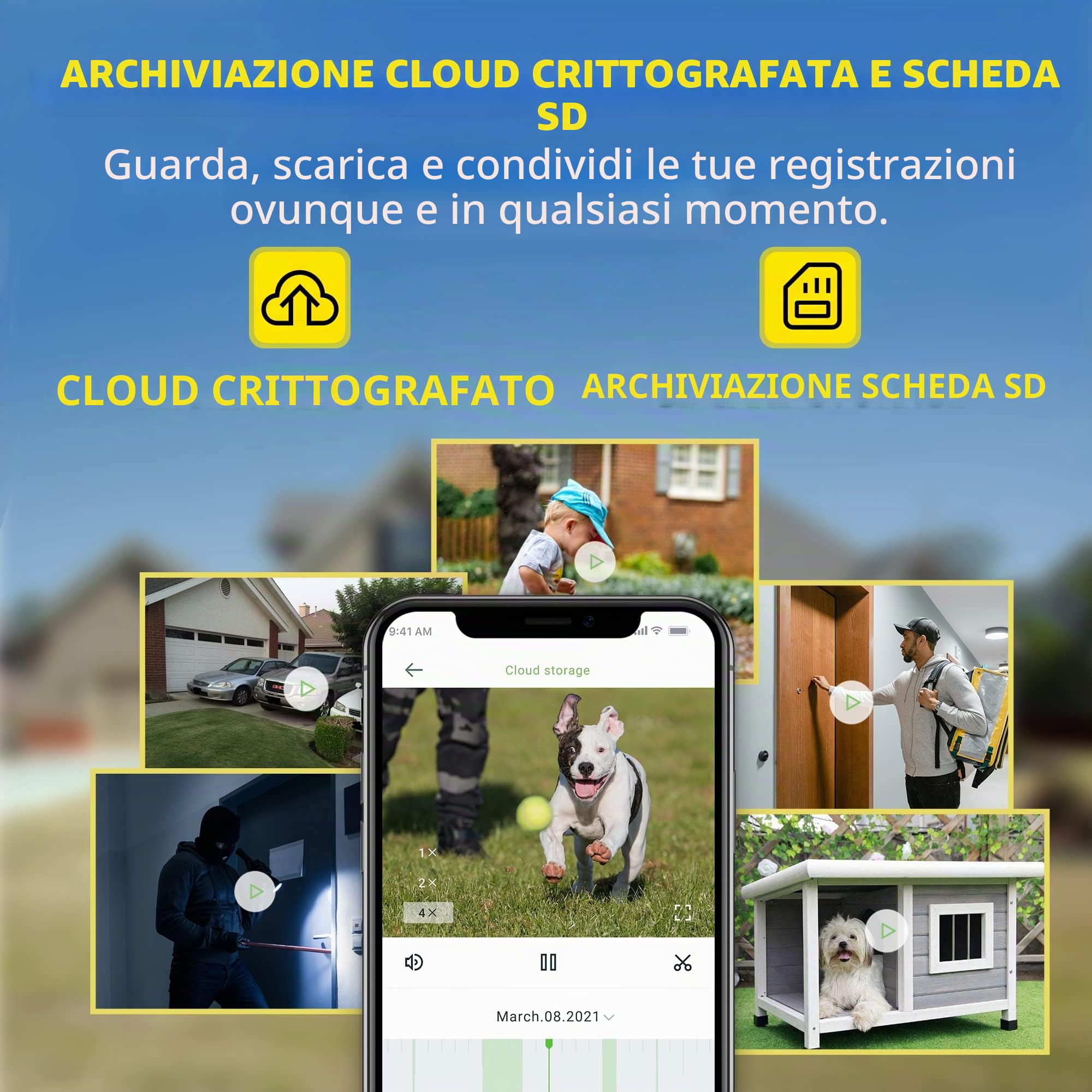 Septekon Telecamera di sicurezza esterna, 1080P doppia antenna WiFi telecamera di sorveglianza domestica con IP66 impermeabile, visione notturna, rilevamento del movimento AI, audio a 2 vie, nero,P30