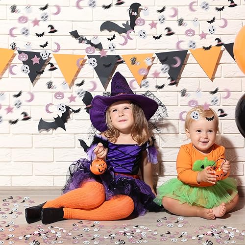 Miniatura 6 de Aoriher 300 piezas de confeti de Halloween para fiesta de Halloween, confeti disperso, brillantina, boo, murciélago, calabaza, fantasma, para baby