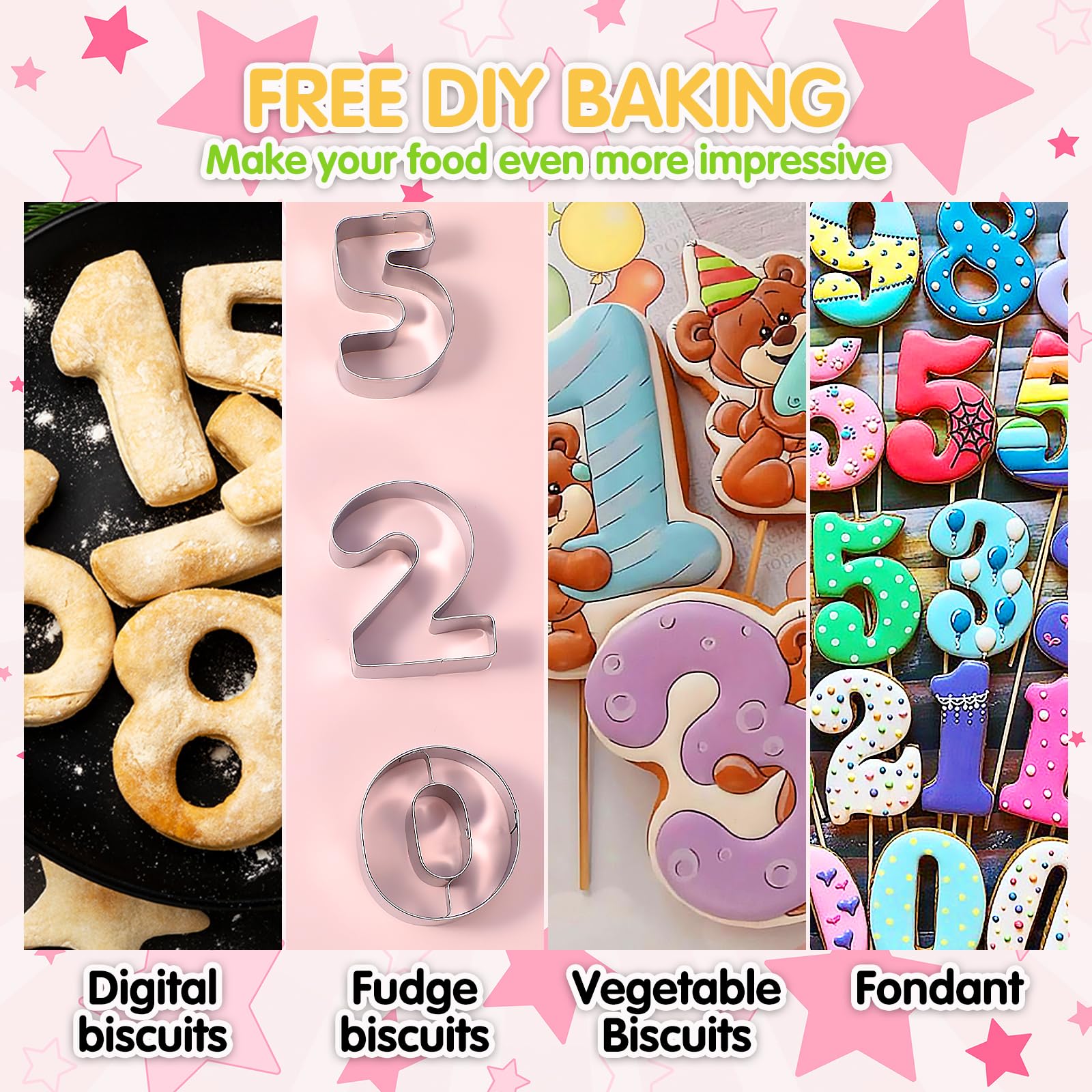 Emporte-Pièces Chiffres 0-9 En Acier Inoxydable - Set De 9 Grands Découpoirs Numéros Pour Biscuits, Pâtisserie Et Gâteaux D'Anniversaire