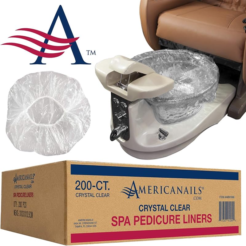 Americanails .COM Forros descartáveis para spa de pedicure com elástico, plástico HDPE, cristalino, pacote com 200