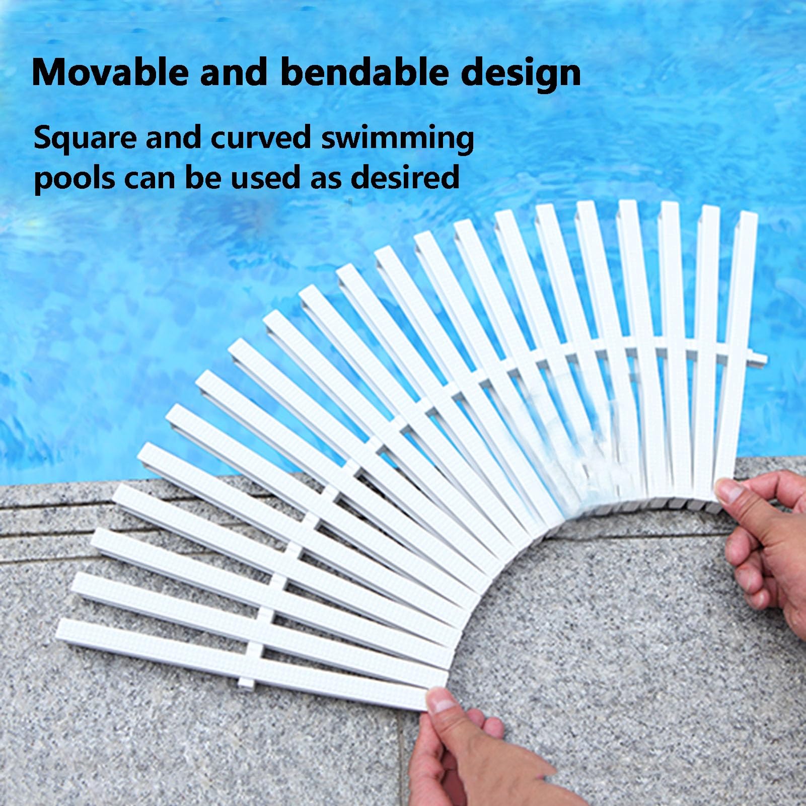 Griglia di Troppo Pieno per drenaggio Piscina, griglia Mobile a interfaccia Singola per lavello, grondaia in plastica PVC per Bagno, per vialetti, patii e Bordi Piscina (25x100 cm/1 Pezzo)