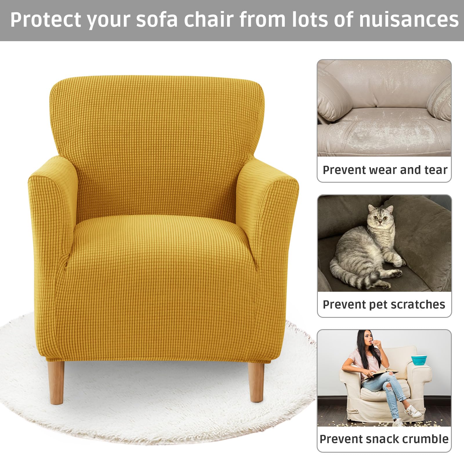 Niuoppy Armchair Covers Banquet Slipcovers, Stretch Arm Chair Covers, Single Armchair Slipcovers Anti-slip - Image 4