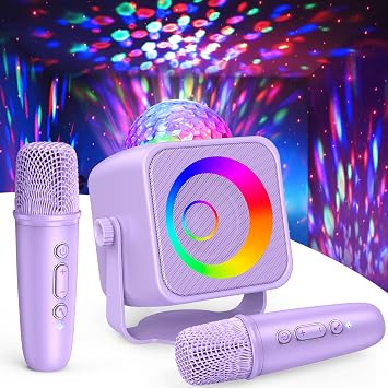 Karaoke Microphone with Disco Light Kids Girls Birthday Gifts Toys for 3-15 Year Old Portable Bluetooth Microphone for Singing Girl Toy Age 4-5 6-8 Karaoke Machine for Family Home Party